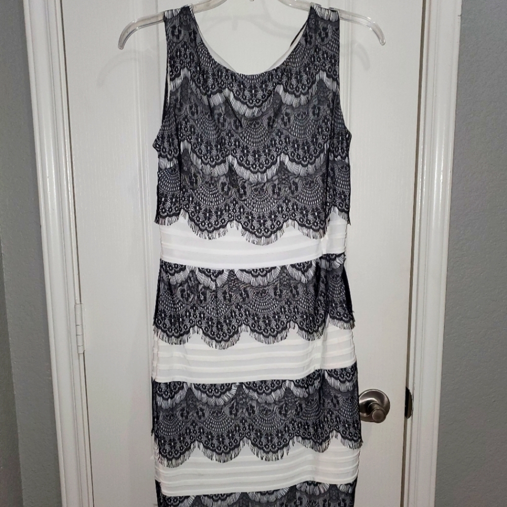 Dress Barn Dress - White w/Black Lace